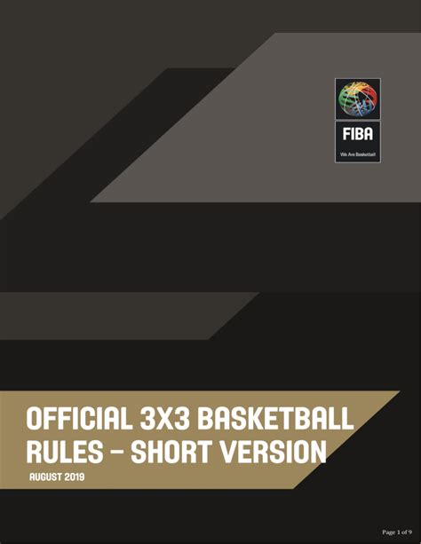 Official 3x3 Basketball Rules Short Version.